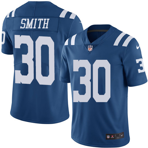 Men's Elite D'Joun Smith Nike Jersey Royal Blue - #30 Rush NFL Indianapolis Colts